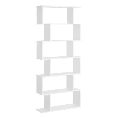 HOMCOM 6-Tier Wooden Modern S-Shaped Shelf Storage Unit Home Office White