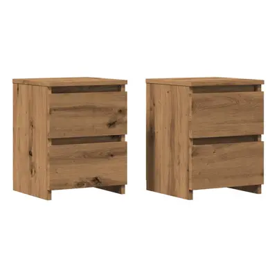 (artisan oak, pcs) vidaXL 1/2x Bedside Cabinet Engineered Wood Nightstand End Table Multi Colour