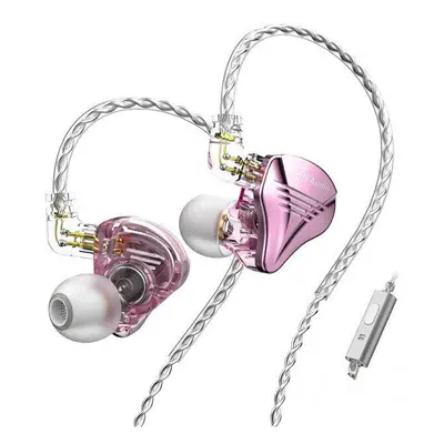 (Pink, With Mic) Earphone Knowles 2BA+1DD Driver Hi-Fi Music Sports Earbuds Headset Detachable C