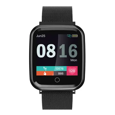 (Black) IP68 Waterproof 24h Heart Rate Monitor 1.3inch IPS HD Screen Full Steel Smart Watch