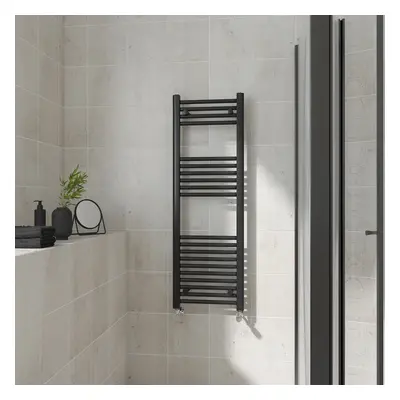 (Straight, 1200x400mm) Warmehaus Heated Towel Rail Black Bathroom Ladder Style Radiator Central 