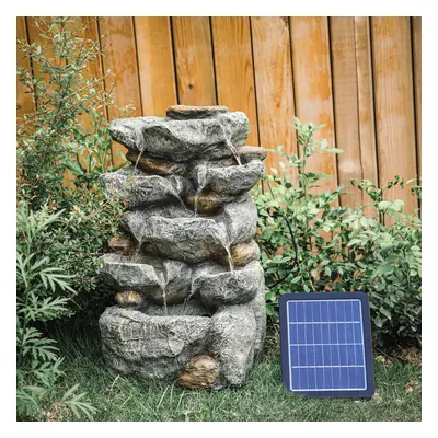 Outdoor Fountain Water Feature Waterfall Solar Powered