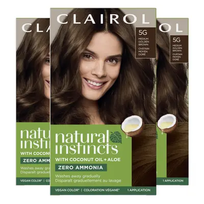 Clairol Natural Instincts Demi-Permanent Hair Dye 5G Medium Golden Brown Hair Color Pack of