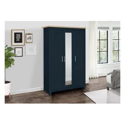 3 Door Mirror Wardrobe Navy Oak Birlea Highgate Farmhouse Shabby Chic