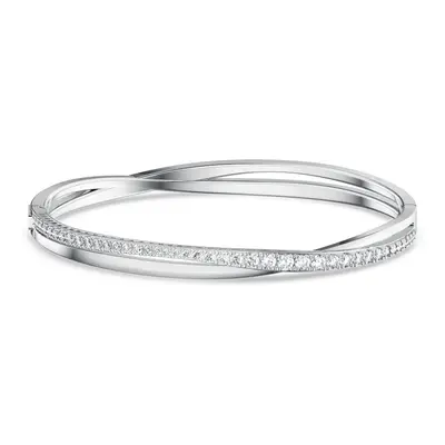 Swarovski Twist Rows Womens Bangle Bracelet with clear Swarovski crystals on a Rhodium Plated Se