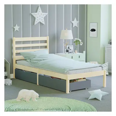 (Grey) Libra Bed Frame with Sliding Drawers Storage Set