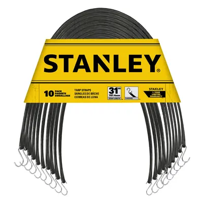 STANLEY S300431 Black Rubber Tarp Bungee Cords for Boating Camping Cargo Support Pack