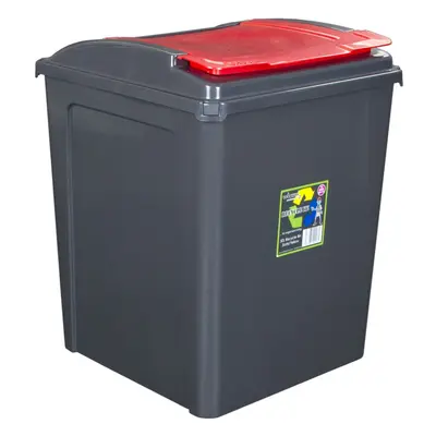 (Red, 50L) 25L 50L Plastic Recycle Recycling Bin Lid Kitchen Rubbish Dustbin Garden Waste