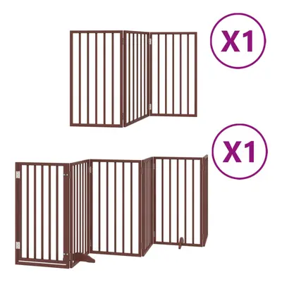 (brown, x x cm/ pcs) vidaXL Dog Gate with Door Foldable Dog Fence Dog Door Pet Gate Poplar Wood