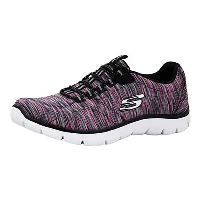 Skechers Womens Empire game On Fashion Sneaker BlackHot Pink Wide