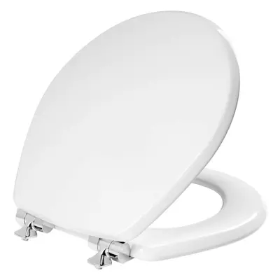 MAYFAIR 826CHSL Benton Toilet Seat with Chrome Hinges will Slow Close and Never Come Loose, ROUN