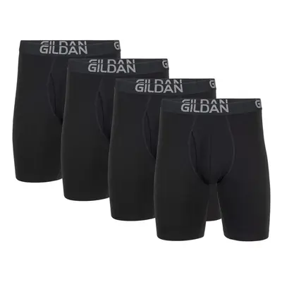 Gildan Men's Underwear Cotton Stretch Boxer Briefs, Multipack, Black Soot (4-Pack), X-Large