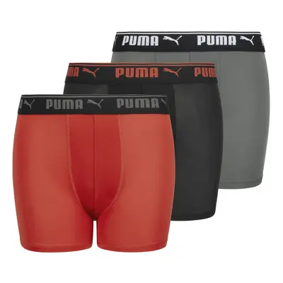 PUMA Pack Boys' Performance Boxer Brief Red/Castlerock X-Large