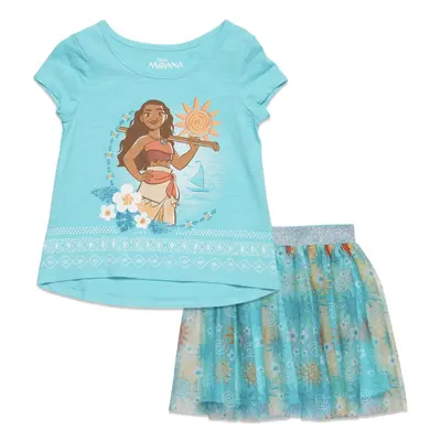 Disney Princess Moana Toddler Girls Graphic T-Shirt & Skirt Aqua 4T