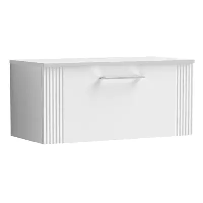 Retro Drawer Wall Hung Vanity Unit with Colour Coordinating Worktop - 800mm - Satin White - Balt