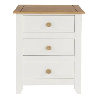 White Drawer Bedside Cabinet Solid Pine Top Side Table Nightstand