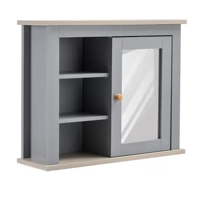 kleankin Bathroom Mirror Cabinet Storage Organizer Open Inside Shelves