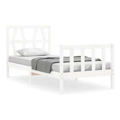 (white, x cm) vidaXL Bed Frame Platform Bed with Headboard Black Small Single Solid Wood