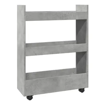 (concrete grey) vidaXL Narrow Storage Trolley Tier Bookcase Rolling Cart Engineered Wood