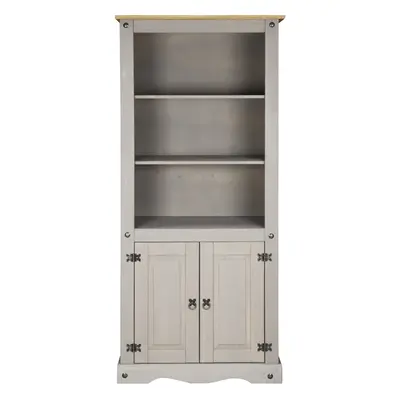 Corona Grey Bookcase Pine Door Display Cupboard Book Shelves Distressed Wax