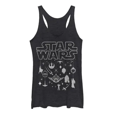 STAR WARS Women's Christmas Logo Ornaments Racerback Tank Top - Black