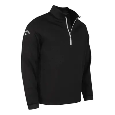 (M, Caviar) Callaway Golf Mens Hex Textured Sustainable Thermal Fleece Sweater