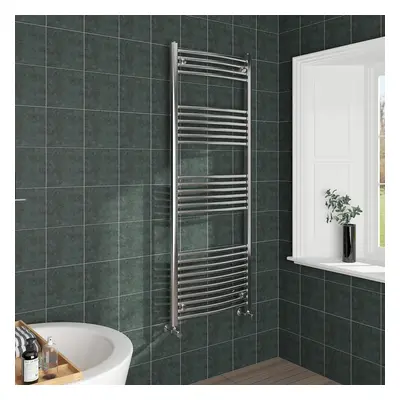 (1600x600mm, Chrome) NRG Curved Central Heating Towel Rail Bathroom Heated Rad Radiators Ladder 