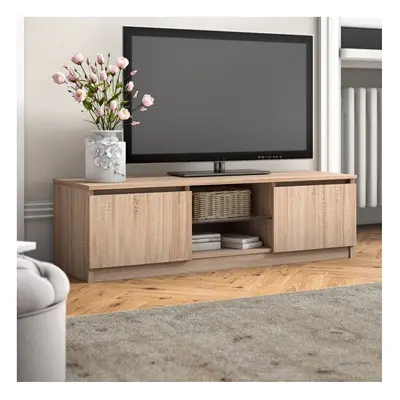 Modern TV Unit 120cm Media Cabinet Doors + Shelf Sonoma Oak