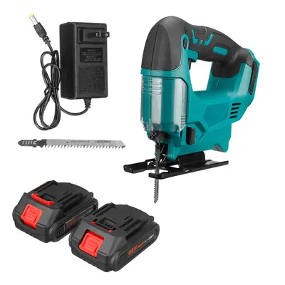 (Two Batteries, US Plug) 88VF 2900RPM Jig Saw Battery Indicator 7500MAH Cordless Electric Jig Sa