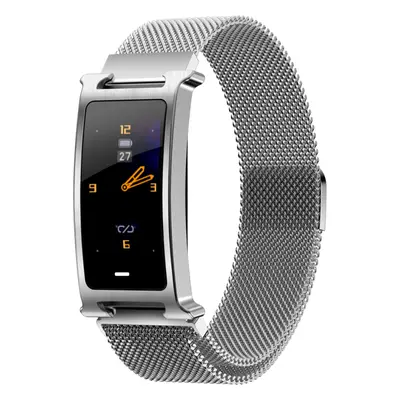 (Silver) Metal Bode Heart Rate Physiological Cycle Monitor Reject Call Fashion Smart Watch Band