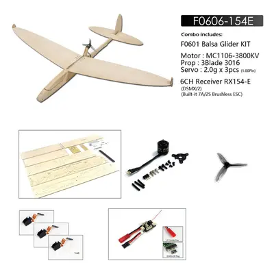 (KIT+Motor+Prop+Servo+DSMX/2 Compatible RX) 620mm Wingspan Balsa Wood RC Airplane Glider KIT/PNP