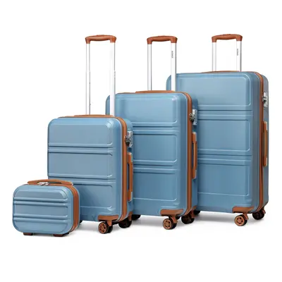 (12+20+24+28 inch) Grayish Blue And Brown ABS PCS Suitcase Set With Vanity