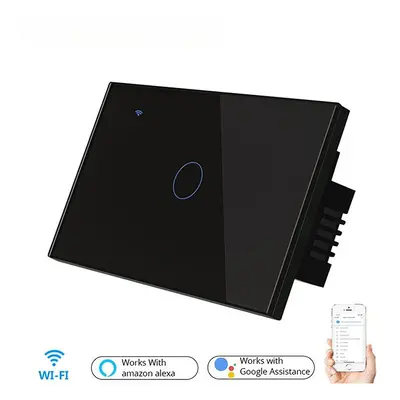 (Black) US WiFi ZB Smart Lights Wall Touch Switch APP Voice Remote Control Wireless Lamp Smart H