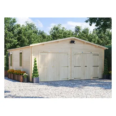 Dunster House Wooden Double Garage Storage Shed Deore 6m x 5.5m