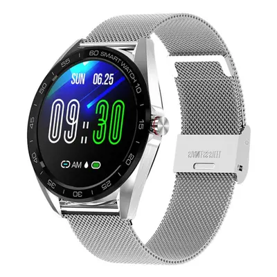 (Silver-Stainless Steel) Full Touch Color Screen Smart Watch Multi Function Business Style HR an