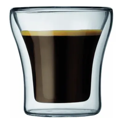 Bodum ASSAM Coffee Glass Set (Double-Walled, Dishwasher Safe, 0.1 L/4 oz) - Pack of 2, Transpare