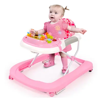 (Pink) in Folding Toddler Walker with Seat & Removable Play Tray, Height & Speed Adjustable Walk