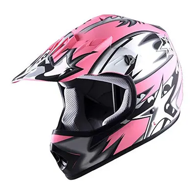 WOW Youth Kids Motocross BMX MX ATV Dirt Bike Helmet Star Matt Pink