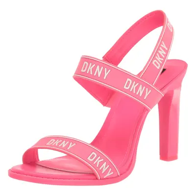 DKNY Women's Logo Slingback Open Toe Heel Heeled Sandal Fuschia/WHT