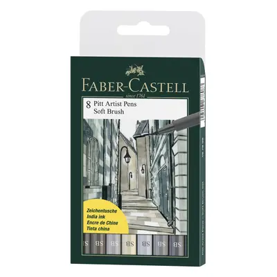 Faber-Castell F167808 x Pitt Artist Pens (Soft Brush) Shades of Grey