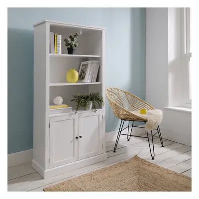 Hemming Tier Bookcase with Storage in Classic White