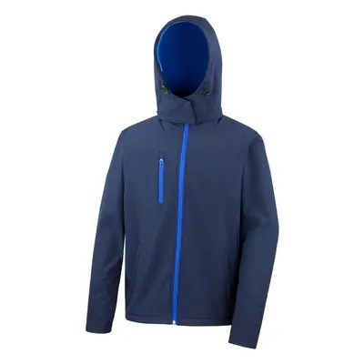 (M, Navy/Royal Blue) Result Core Mens Hooded Soft Shell Jacket