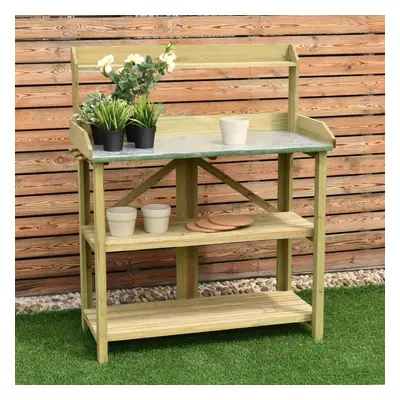 3 Tier Wooden Potting Planting Outdoor Garden Work Bench Table Station Shelf