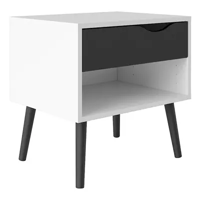 Oslo Bedside Drawer in White and Black Matt