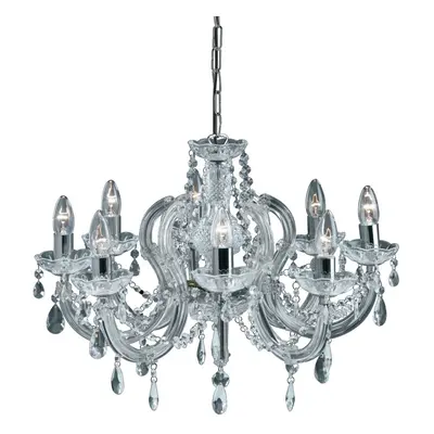 8 Arm Crystal Glass Chandelier In Chrome