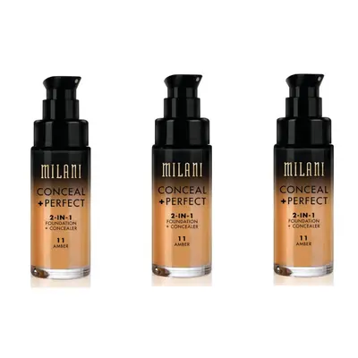 Milani Conceal And Perfect In Foundation + Concealer Amber 30ml x3