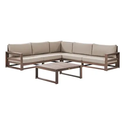 Garden Corner Sofa with Table Seater TIMOR Modular Certified Acacia Wood Dark Brown