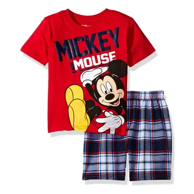 Disney Mickey Mouse Little Boys T-Shirt and Shorts Outfit Set Plaid Re