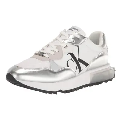 Calvin Klein Women's MAGALEE Sneaker Silver/White