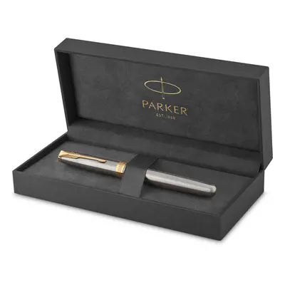 Parker Sonnet Fountain Pen Stainless Steel with Gold Trim Medium Nib